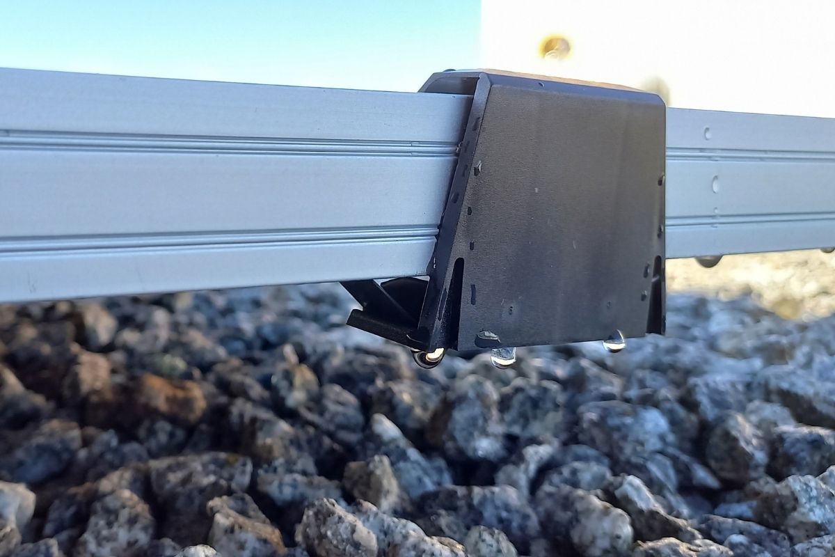 water drain clip in a solar panel white frame
